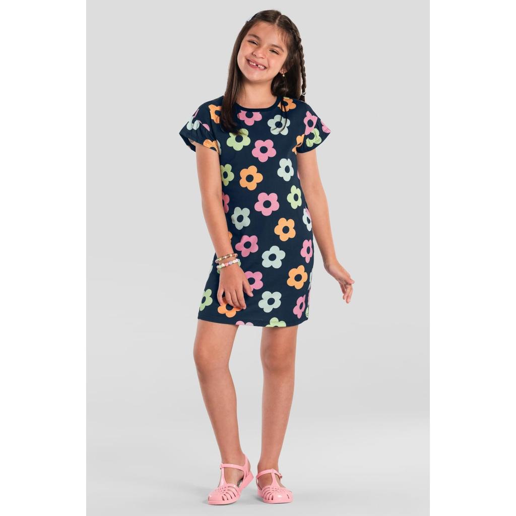 Vestido infantil menina florido colorido Brandili -Azul em Oferta na Shopee