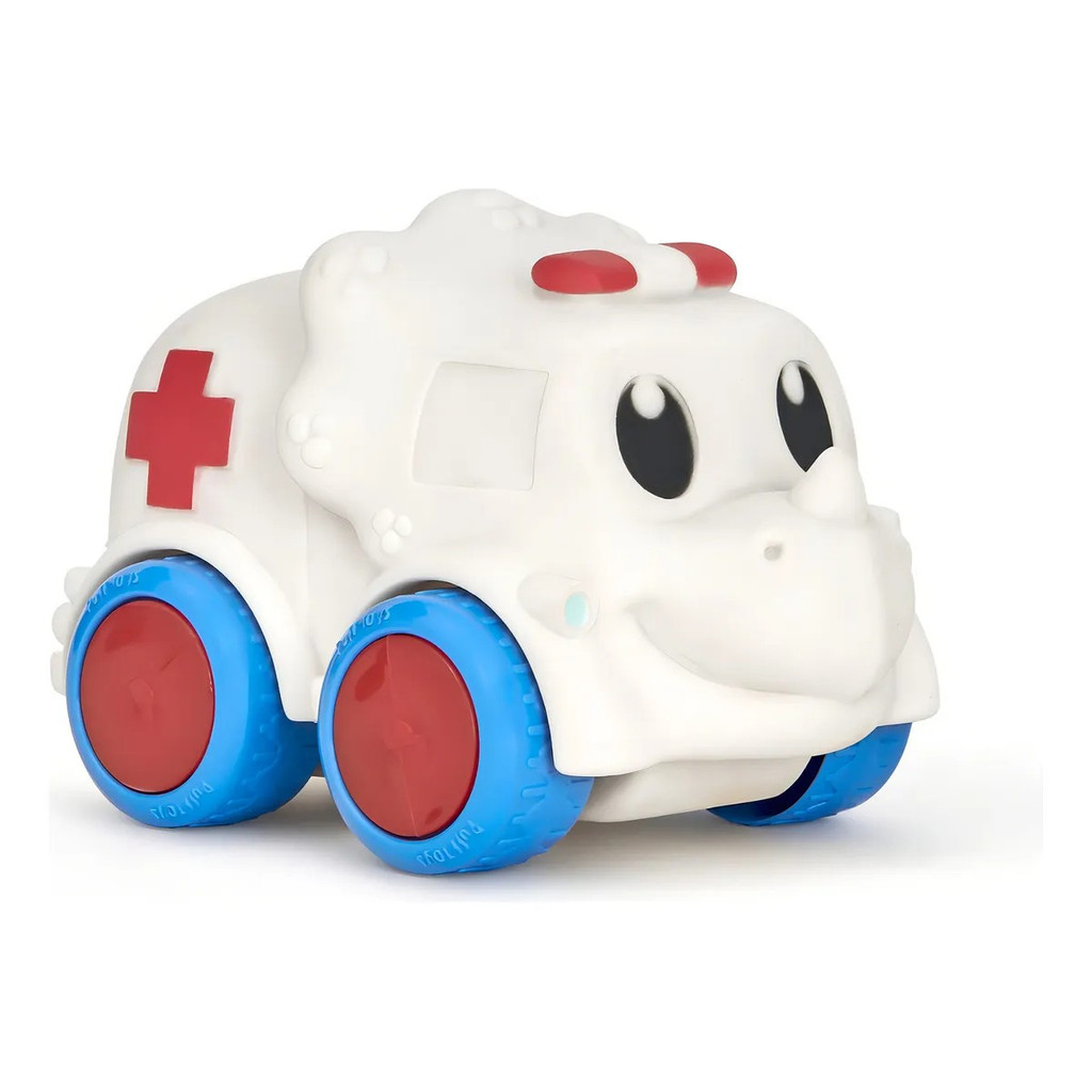 Carrinho Ambulância Infantil Vinil Macio Dino Baby Soft Cars Mordedor Com Rodinhas Livres- Puff Toys