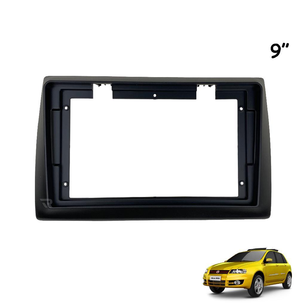 Moldura Painel Central Multimidia 9 Polegadas Fiat Stilo 2002 a 2010 Preto Fosco