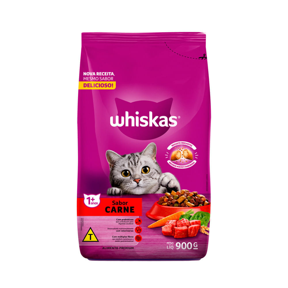Ração para Gatos Whiskas 1+ anos Carne 900g em Oferta na Shopee