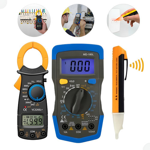 Kit Multímetro Digital Profissional Alicate Amperímetro Caneta Detector Tensão 3 Em 1 em Oferta na Shopee