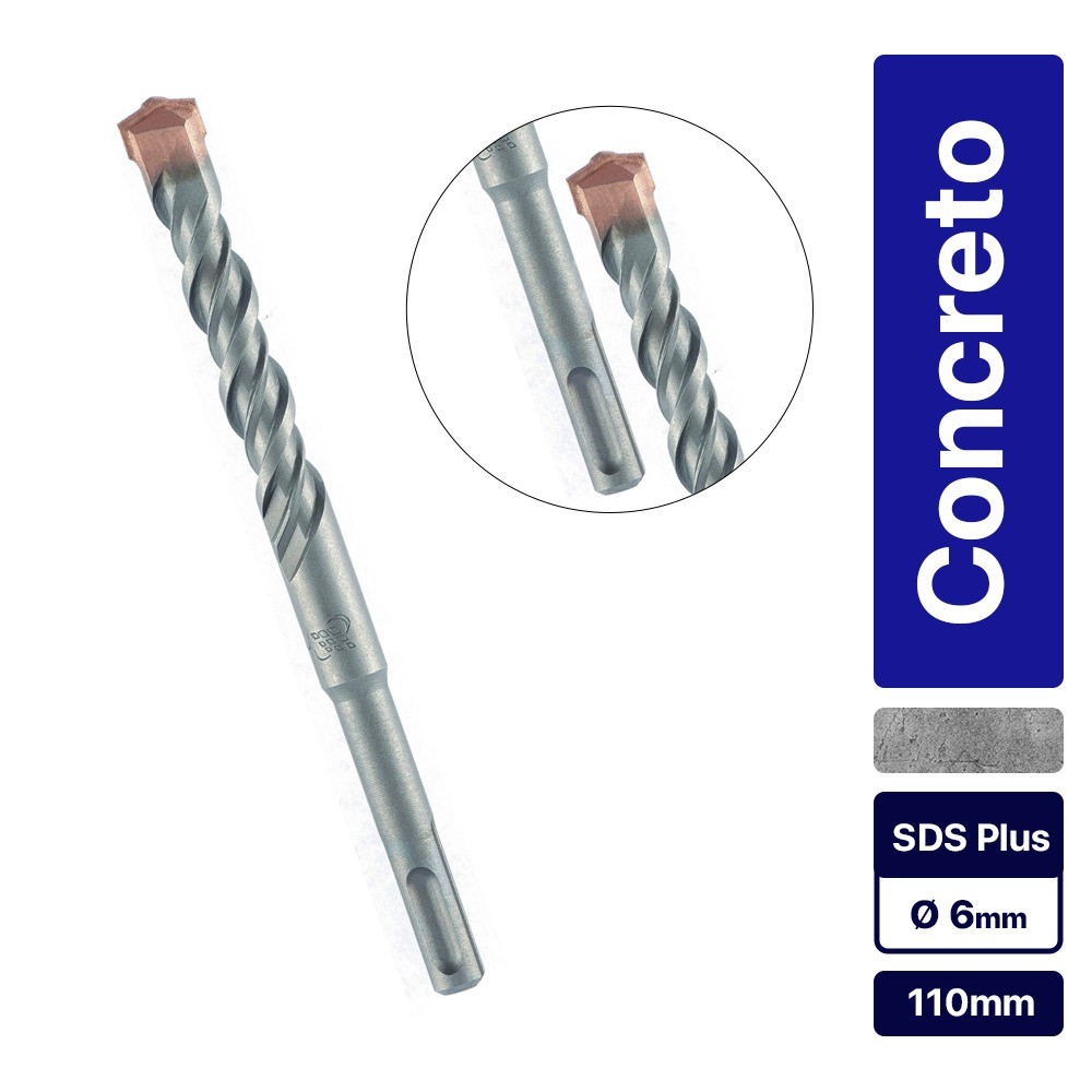 Broca wídea para concreto 6 x 110 mm SDS Plus - 7100355 MTX em Oferta na Shopee