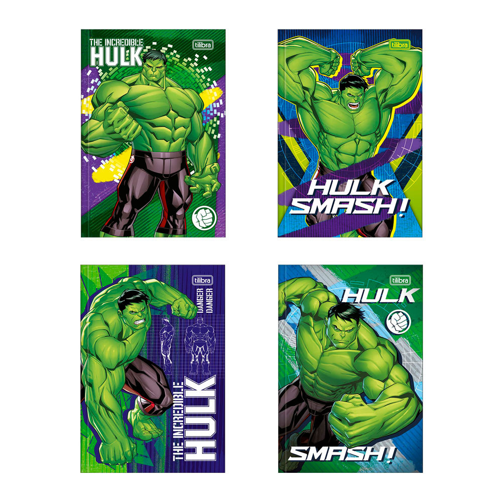 Caderno brochura capa dura 1/4 80 folhas Hulk Tilibra em Oferta na Shopee