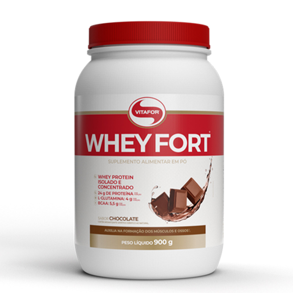 Whey Fort 3W - Whey Protein Chocolate 900g - Vitafor em Oferta na Shopee