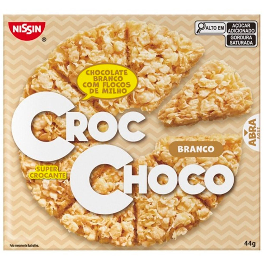 Chocolate Nissin Croc Sabor Choco Branco 44g em Oferta na Shopee
