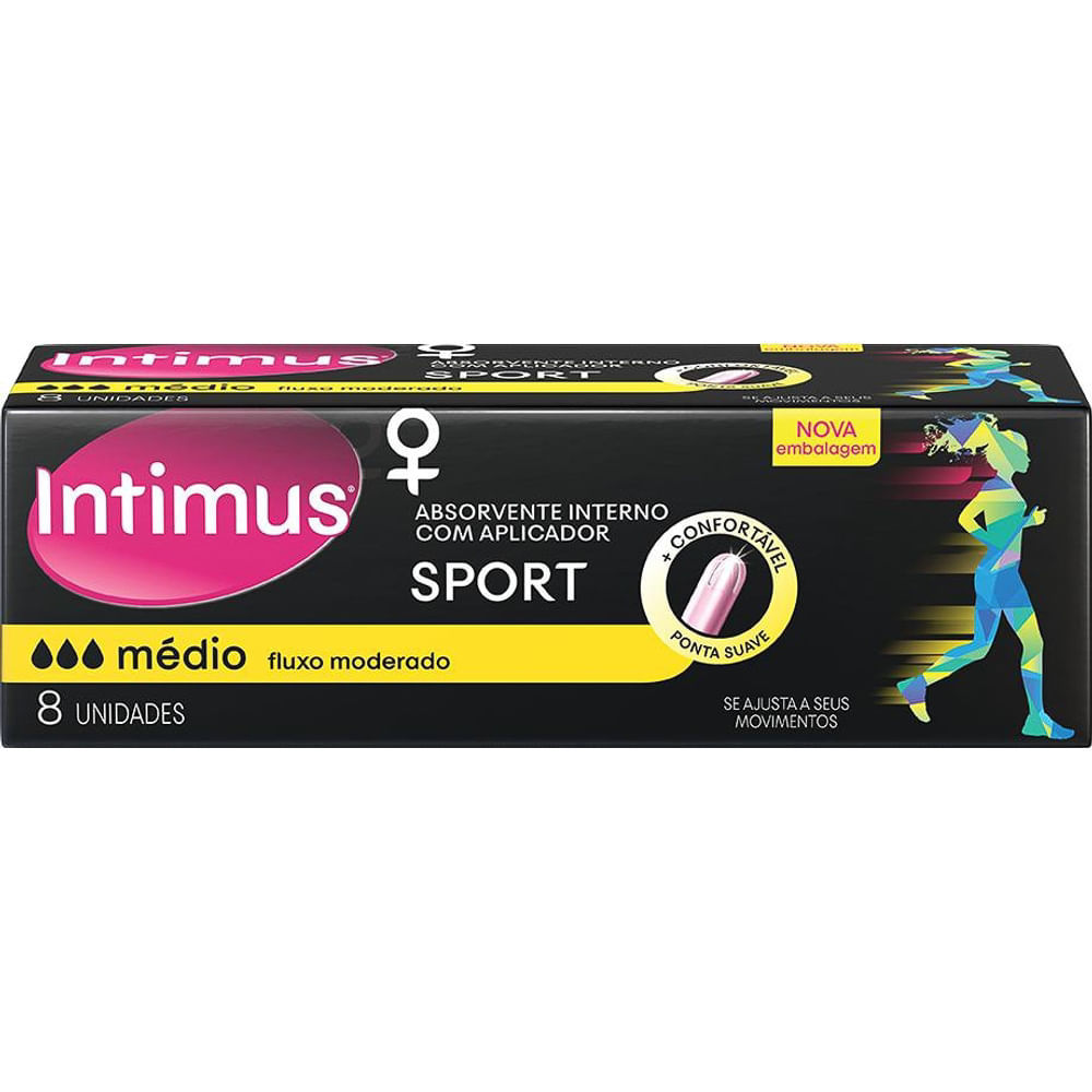Absorvente Interno Intimus Sport Médio com Aplicador 8 Unidades em Oferta na Shopee