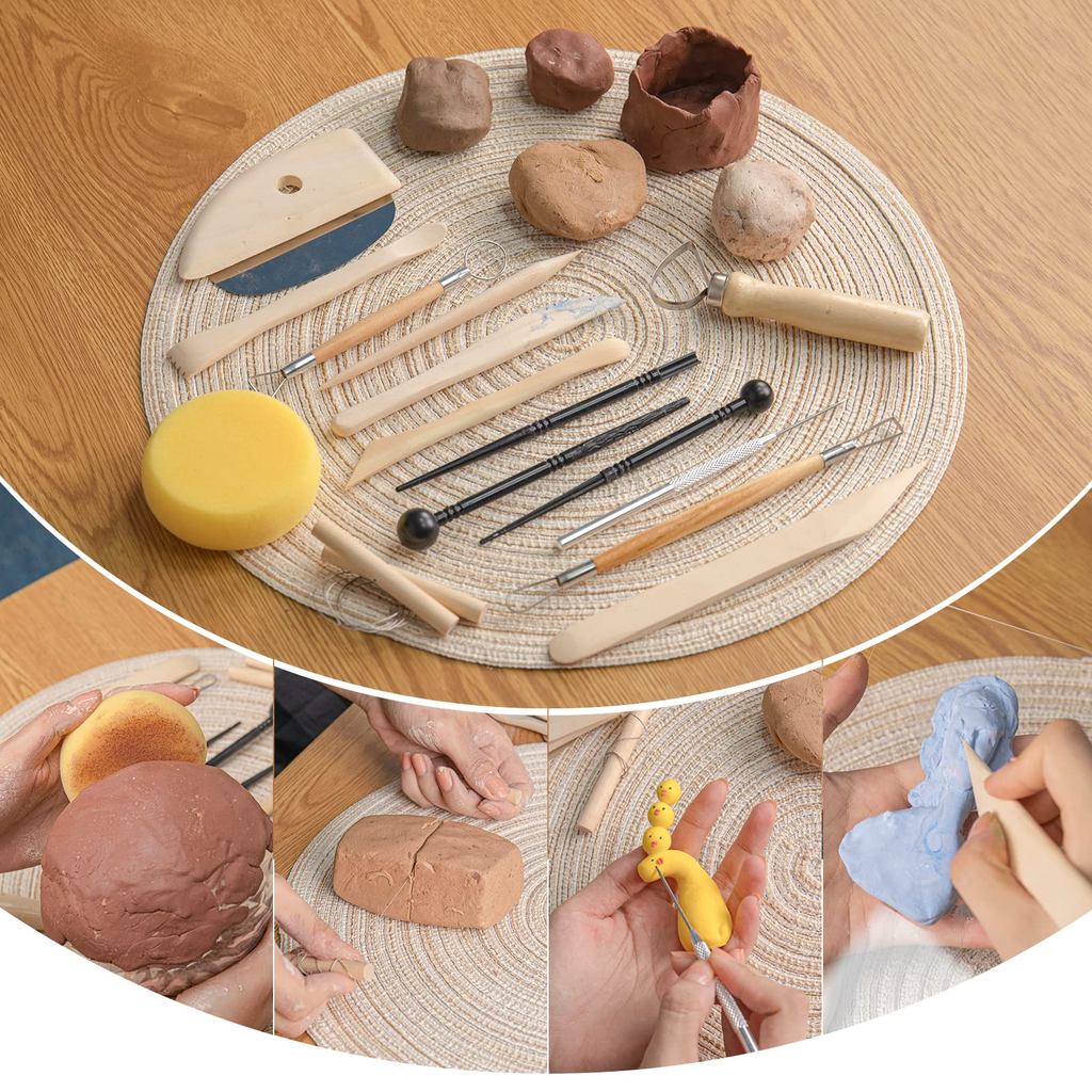 Kit Ferramentas Para Escultura Em Cerâmica E Biscuit 28 Pçs Jogo Estecas Profissional Com Estojo