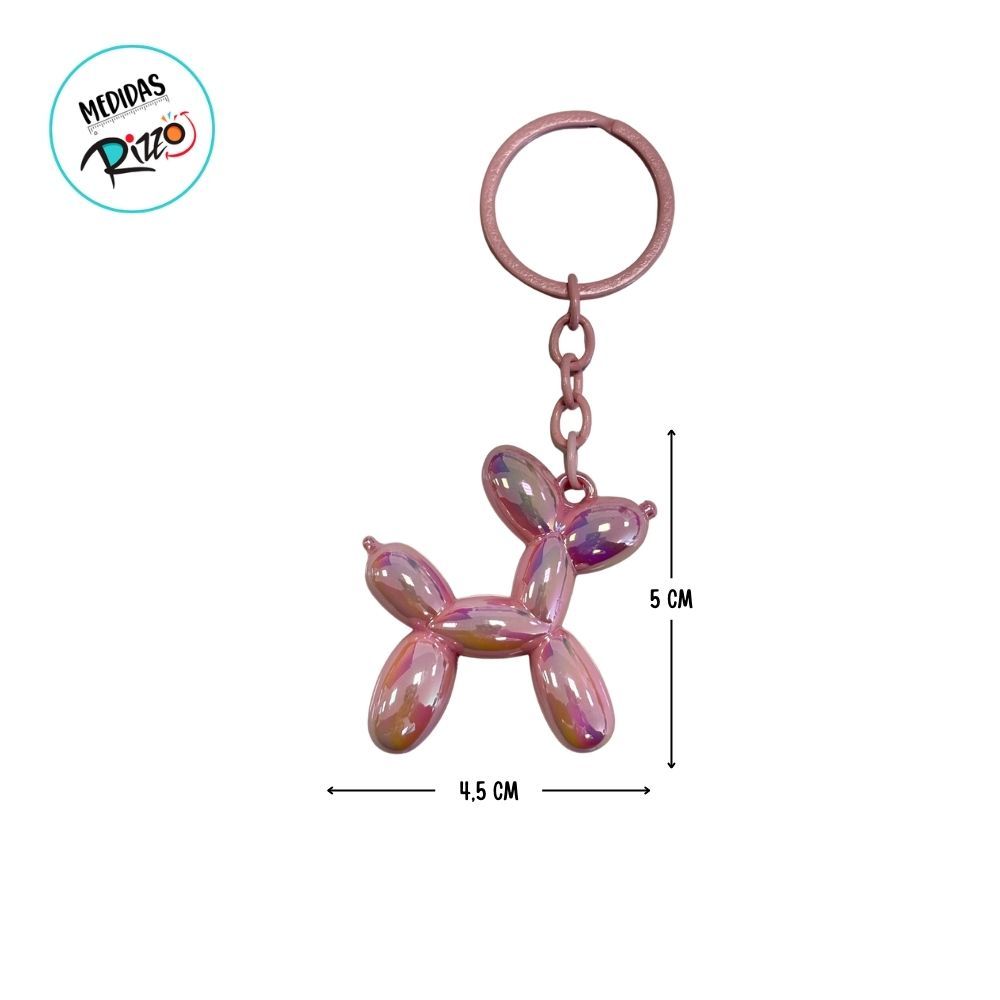 Chaveiro Metal - Cachorro Balão - Rosa Bebê Furta-Cor - 5x4,5cm - 1 unidade - Rizzo · foto 2