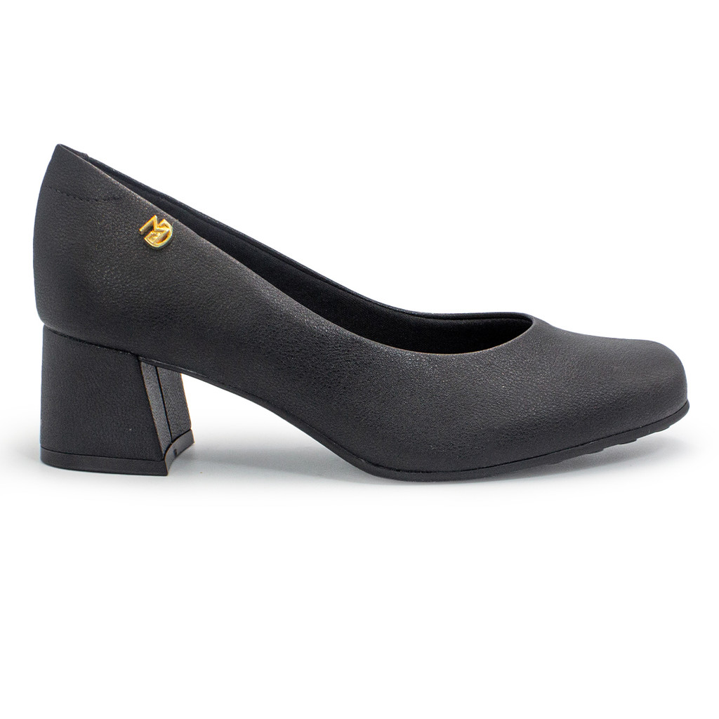 Scarpin Modare Feminino Salto Bloco Bico Quadro Preto 7373.100 em Oferta na Shopee