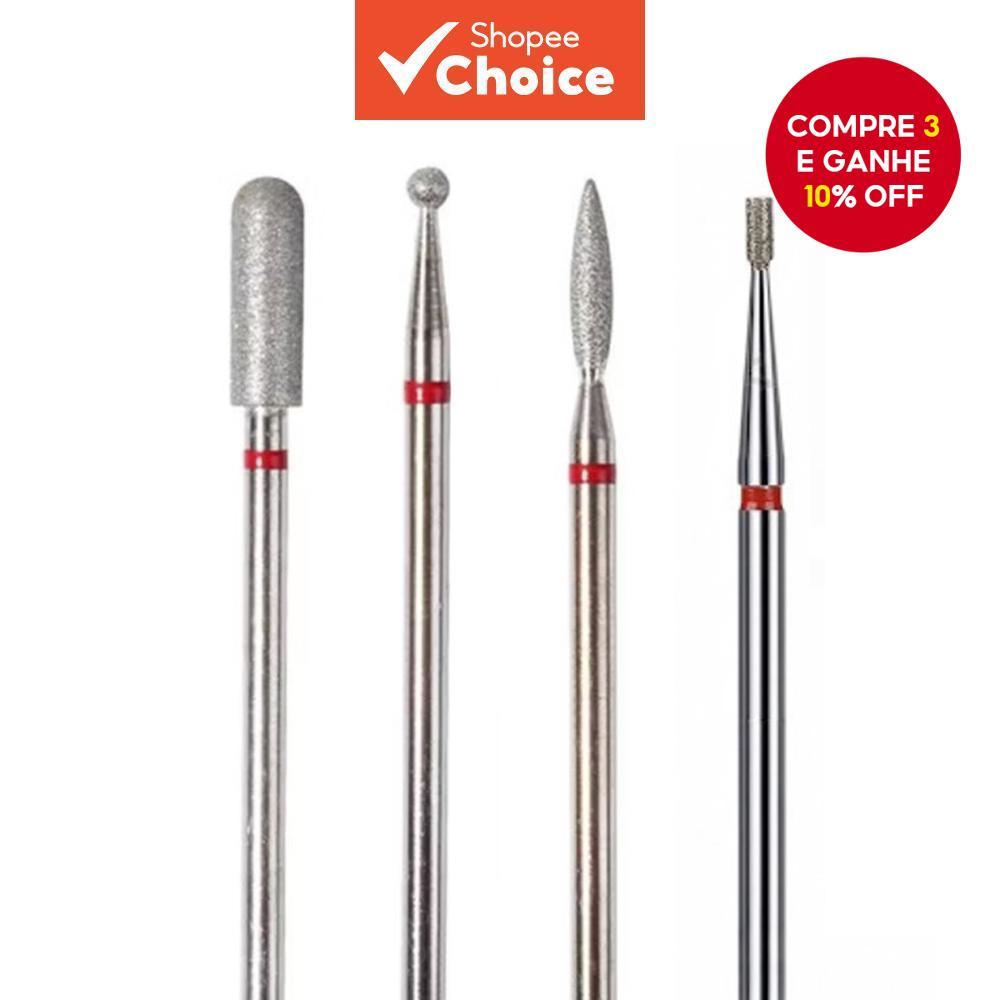 4 Peças De Brocas De Diamante Para Unhas , Pro Cutícula Broca De Amortecedor Aparador Sob O Limpador Removedor Preparar em Oferta na Shopee