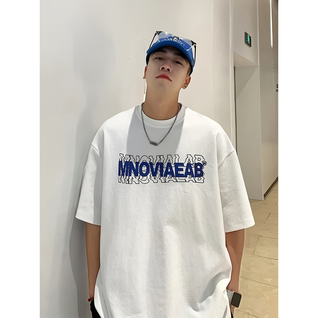[Camiseta Premium em Algodão Puro]GXG Camiseta Masculina Estampa Letras Streetwear Casual Oversized Confortável 
