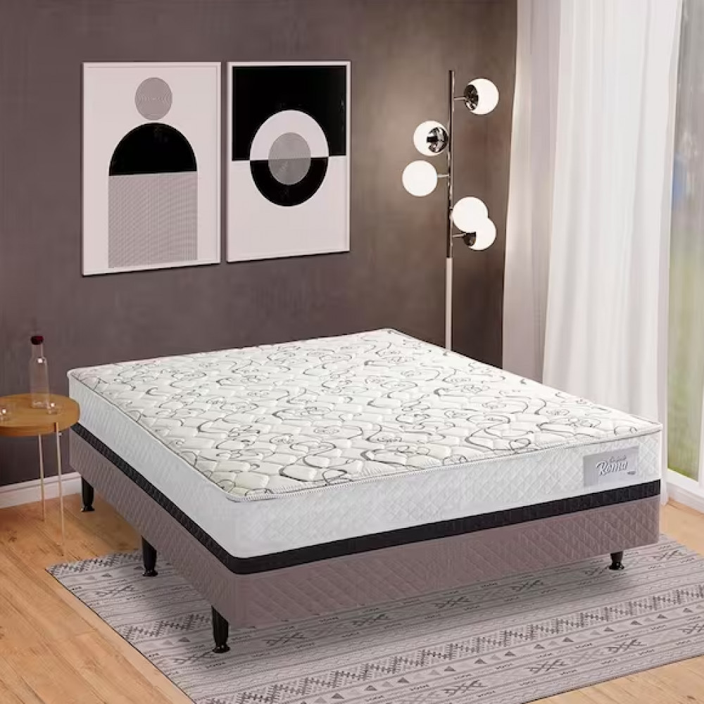 Cama Box Conjugada Casal Herval Roma Ortopédico com Espuma