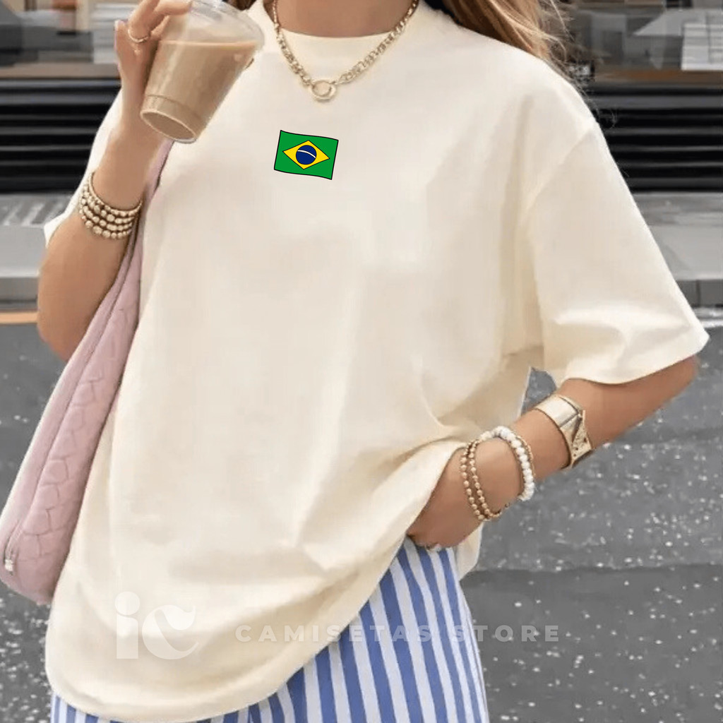Camiseta T-Shirt Bandeira do Brasil Alta Qualidade 100% Algodão Hexa Blusa Copa