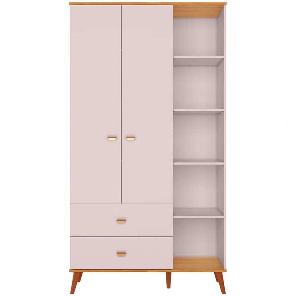 Guarda-Roupa Infantil Bartira Ternura com 5 Nichos, 2 Portas, 2 Gavetas e 106,8 cm de Largura