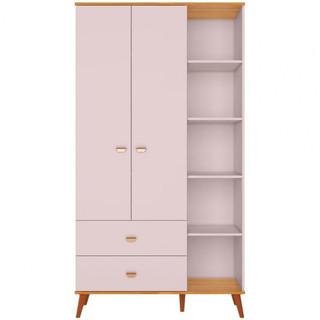 Guarda-Roupa Infantil Bartira Ternura com 5 Nichos, 2 Portas, 2 Gavetas e 106,8 cm de Lar…