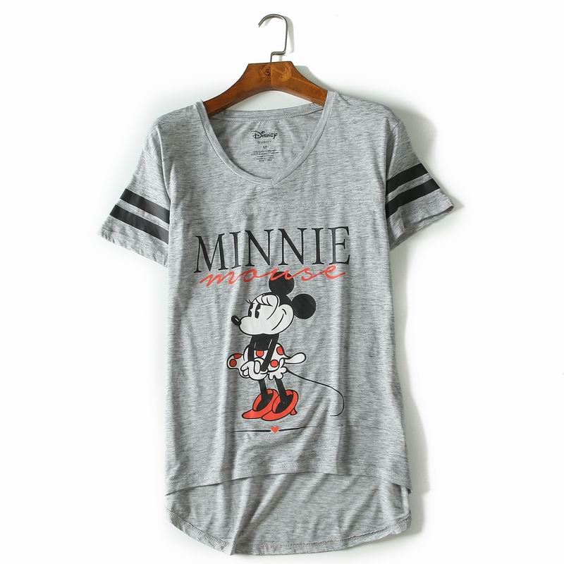Comércio exterior verão novo estilo cor sólida dos desenhos animados impresso em torno do pescoço Casual camiseta solta 