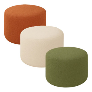 Puff Decorativo Redondo Bouclé Estofado Moderno para Sala Quarto e Closet em Oferta na Shopee