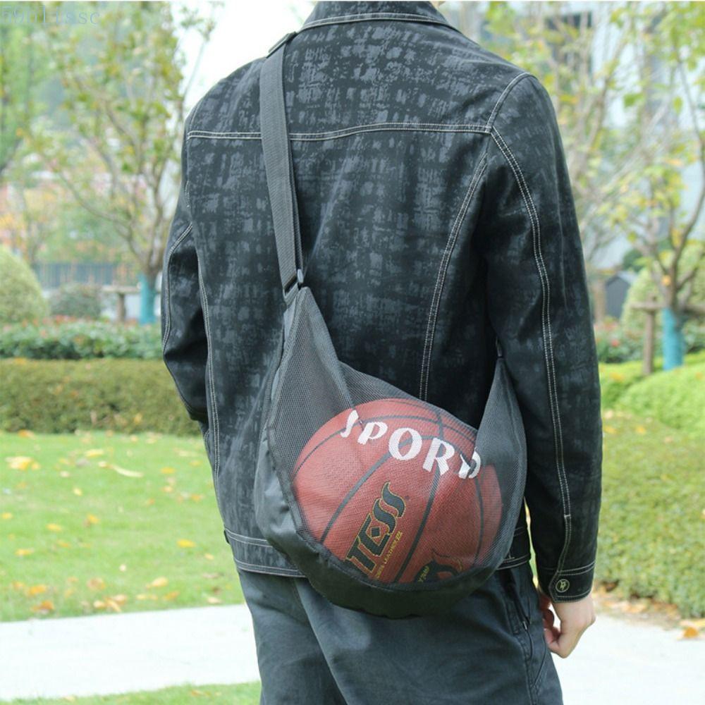 Bolsa De Malha De Basquete BLISSC , Bola Crossbody Com Bolso Zíper De Tecido Armazenamento De Futebol