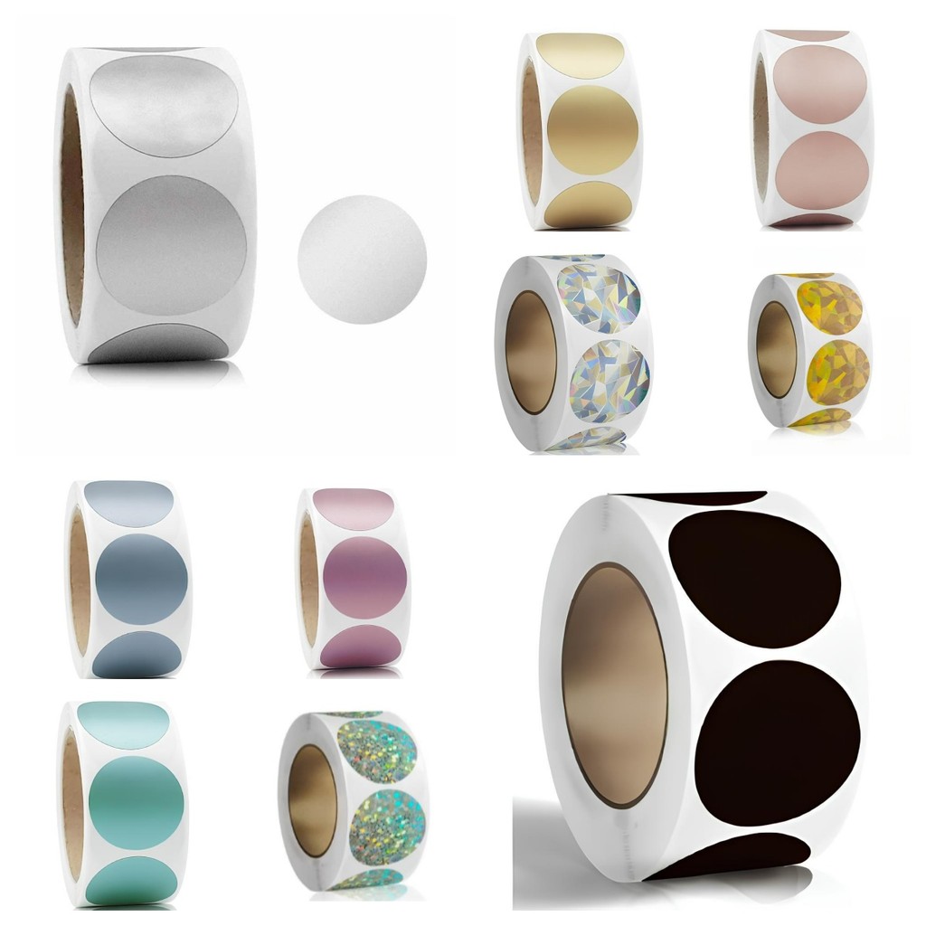 300pcs 1 Rolo 25mm De Diâmetro Círculo Raspar Adesivo Várias Cores
