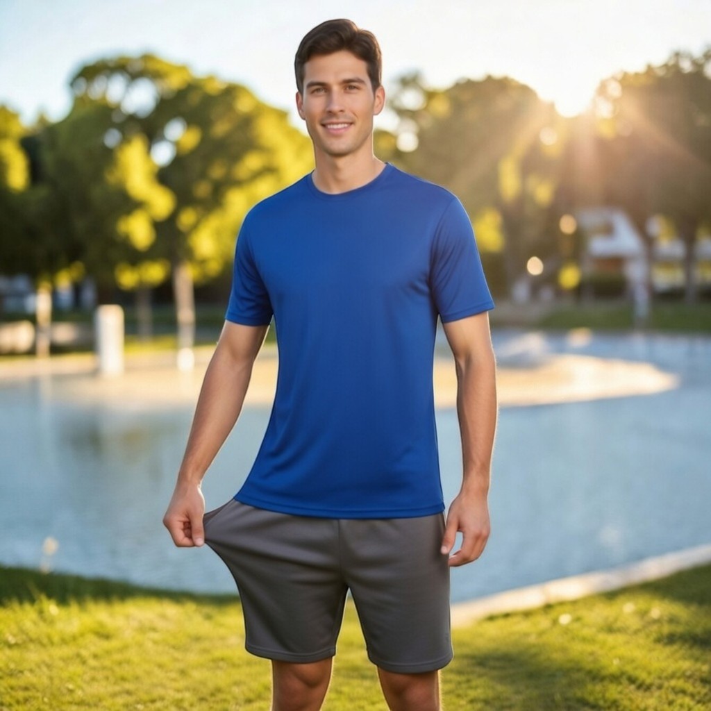 Kit Camiseta Academia Fitness Corrida PROTEÇÃO SOLAR UV SOLAR MC + Shorts Tactel ELASTANO 711