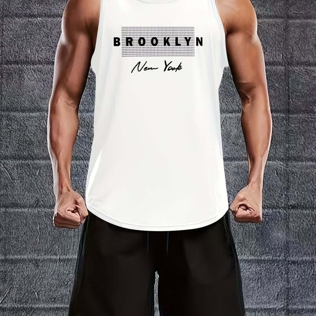Camiseta Regata Masculina Para Ele Presente Estampada Design Moderno Brooklyn - Camisa Estilosa para Academia e Looks 
