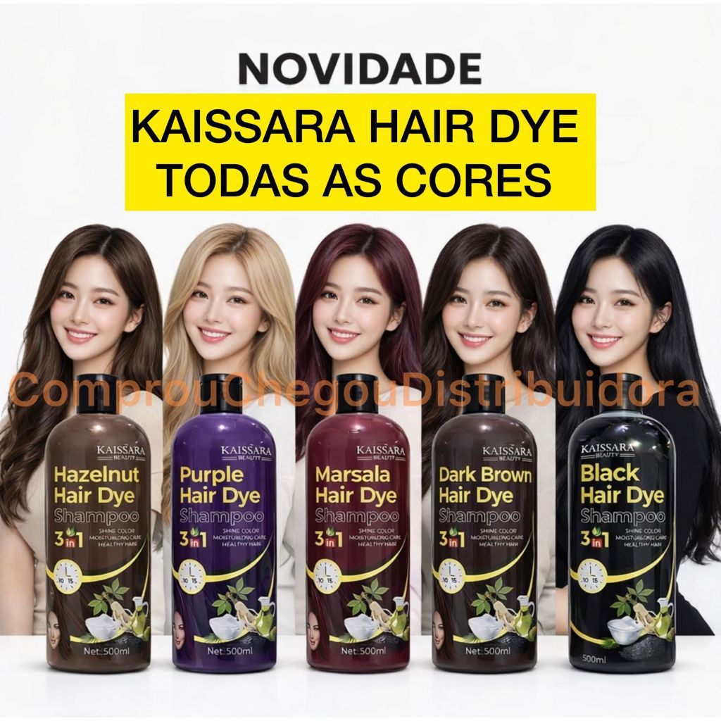 Shampoo Tonalizante e matizador 500ml HAIR DYE Escurecedor Preto , Avelã, Marsala, Roxo, Marrom Escuro - KAISSARA em Oferta na Shopee