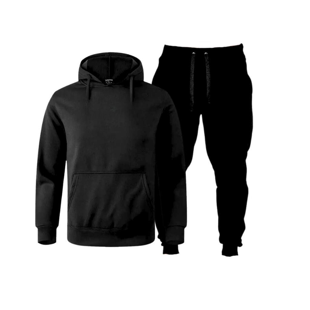 Conjunto Moletom Canguru Masculino Feminino Com Capuz e Calça Flanelado Liso Premium Agasalho Inverno Envio Hoje
