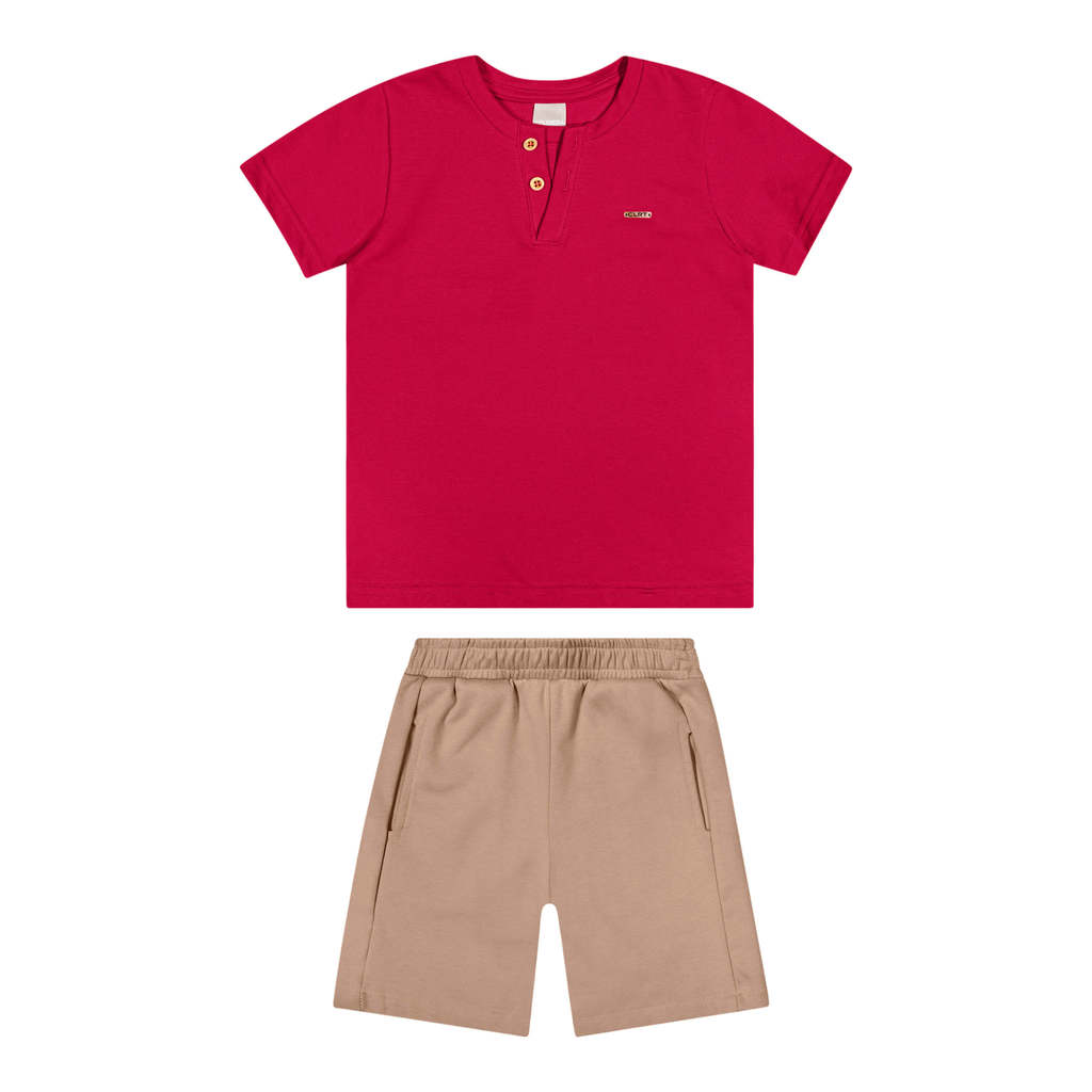 Conjunto Infantil Menino Piquet Colorittá Vermelho em Oferta na Shopee