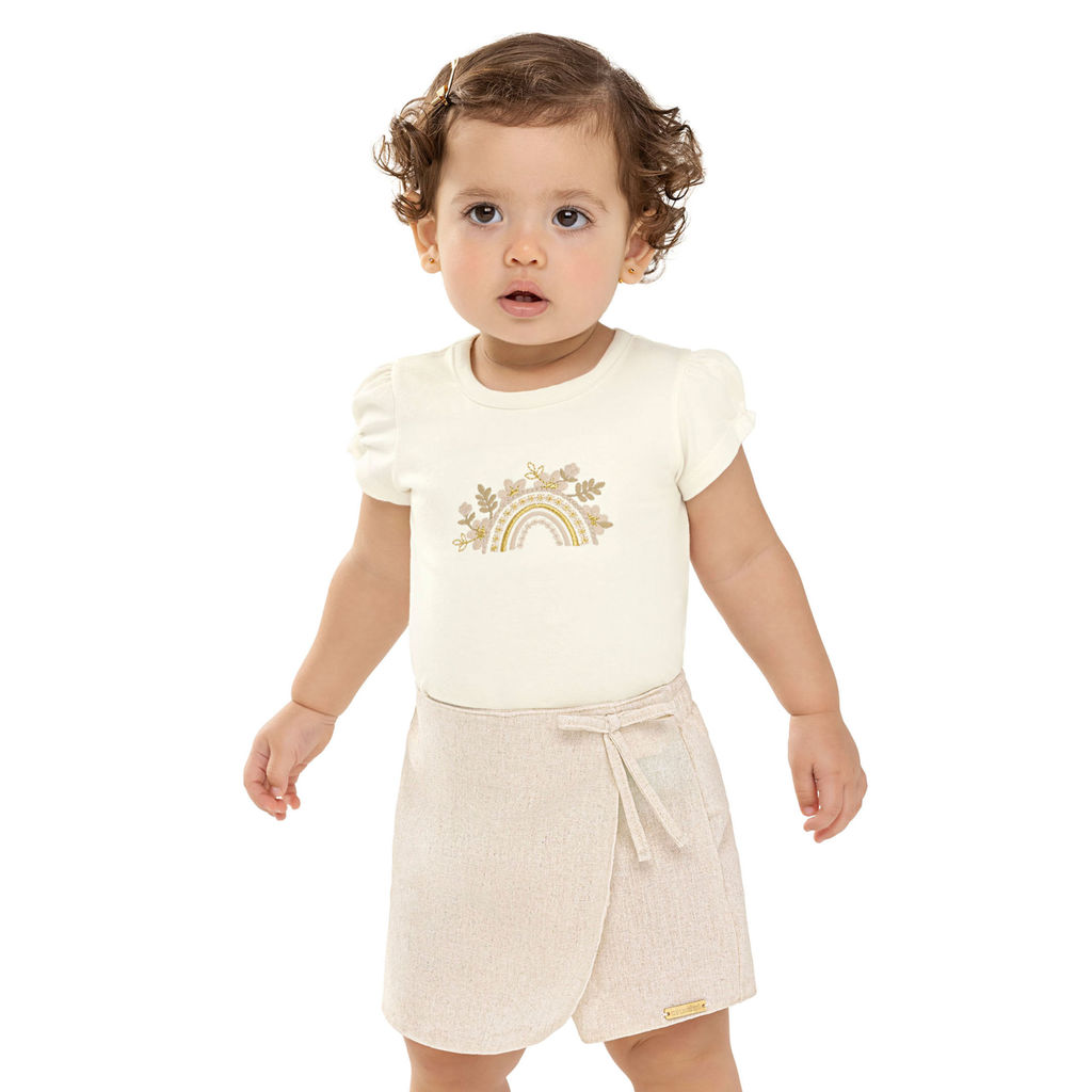 Conjunto Bebê Menina Arco-íris Brilhante Colorittá Bege em Oferta na Shopee