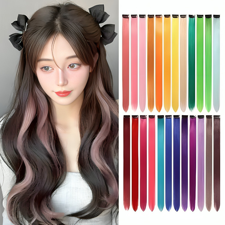 Kit 12 Mechas de Cabelo Sintética De Cabelo Colorida Tic Tac Mecha de Cabelo Colorido Para Cabelo Tic Tac Colorido