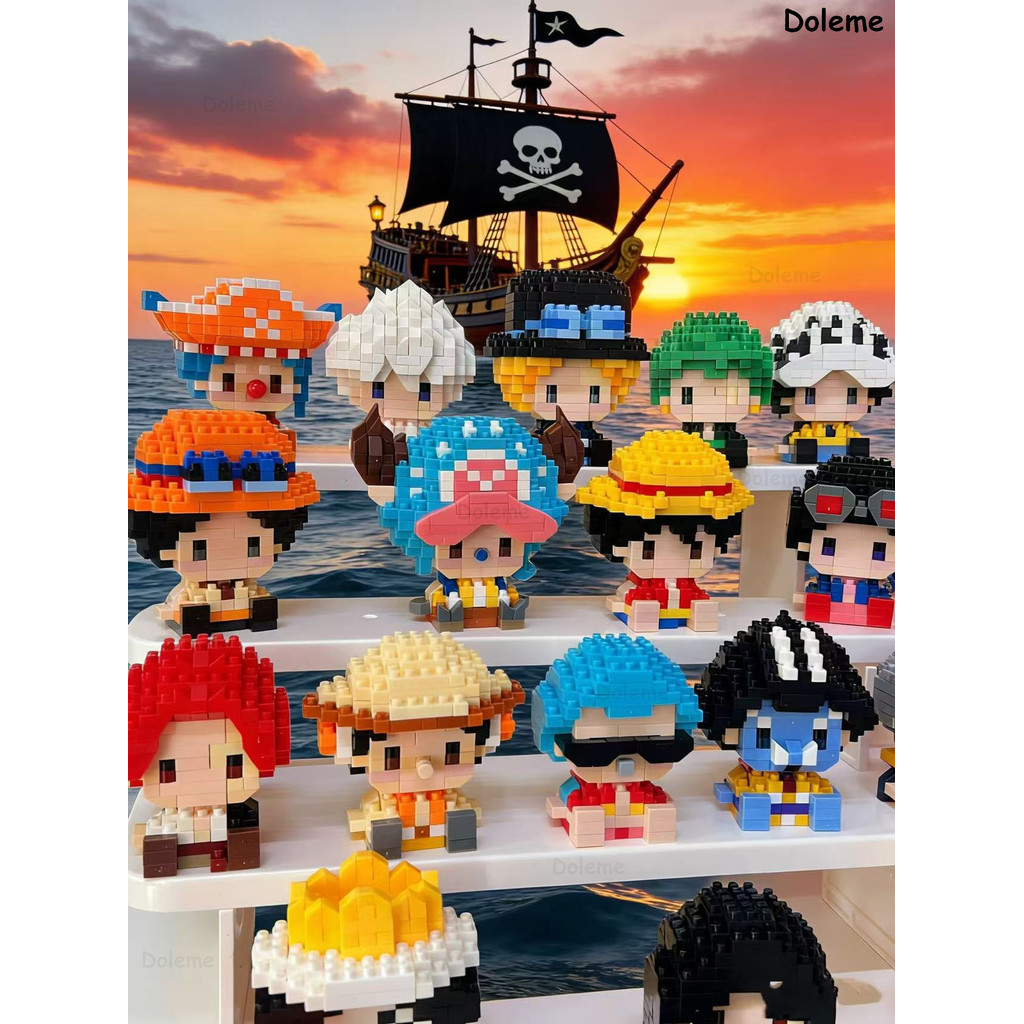 Kit Mini Blocos One Piece Personagens Luffy Law Zoro Chopper Sanji Montagem Colecionável Anime