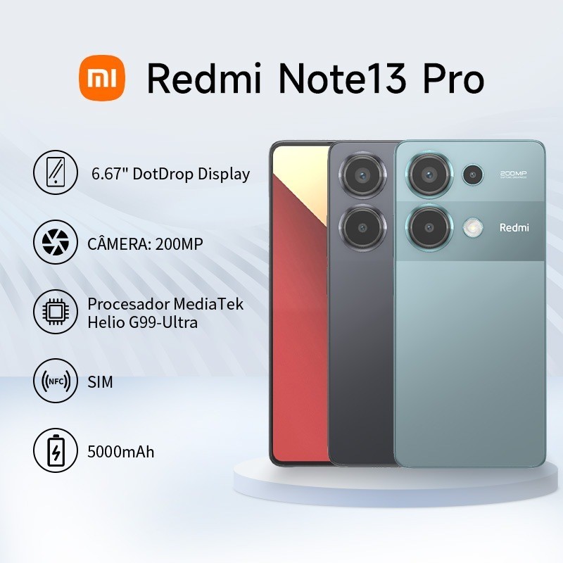 Redmi Note 13 Pro 4G 8GB RAM 256GB 200MP Tela AMOLED 120Hz NFC Bateria 5000mAh 6