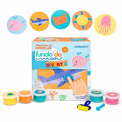 KIT Massinha Fundo do Mar Leo&Leo 5 Cores + Cards Criativos