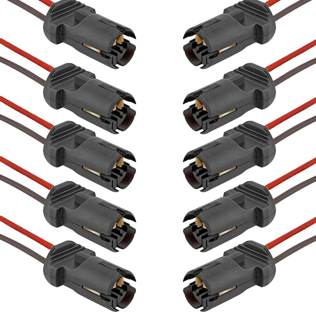 KIT 10 SOQUETE T10 PINGO COM CHICOTE W5W PARA LAMPADAS AUTOMOTIVAS 12V/24V
