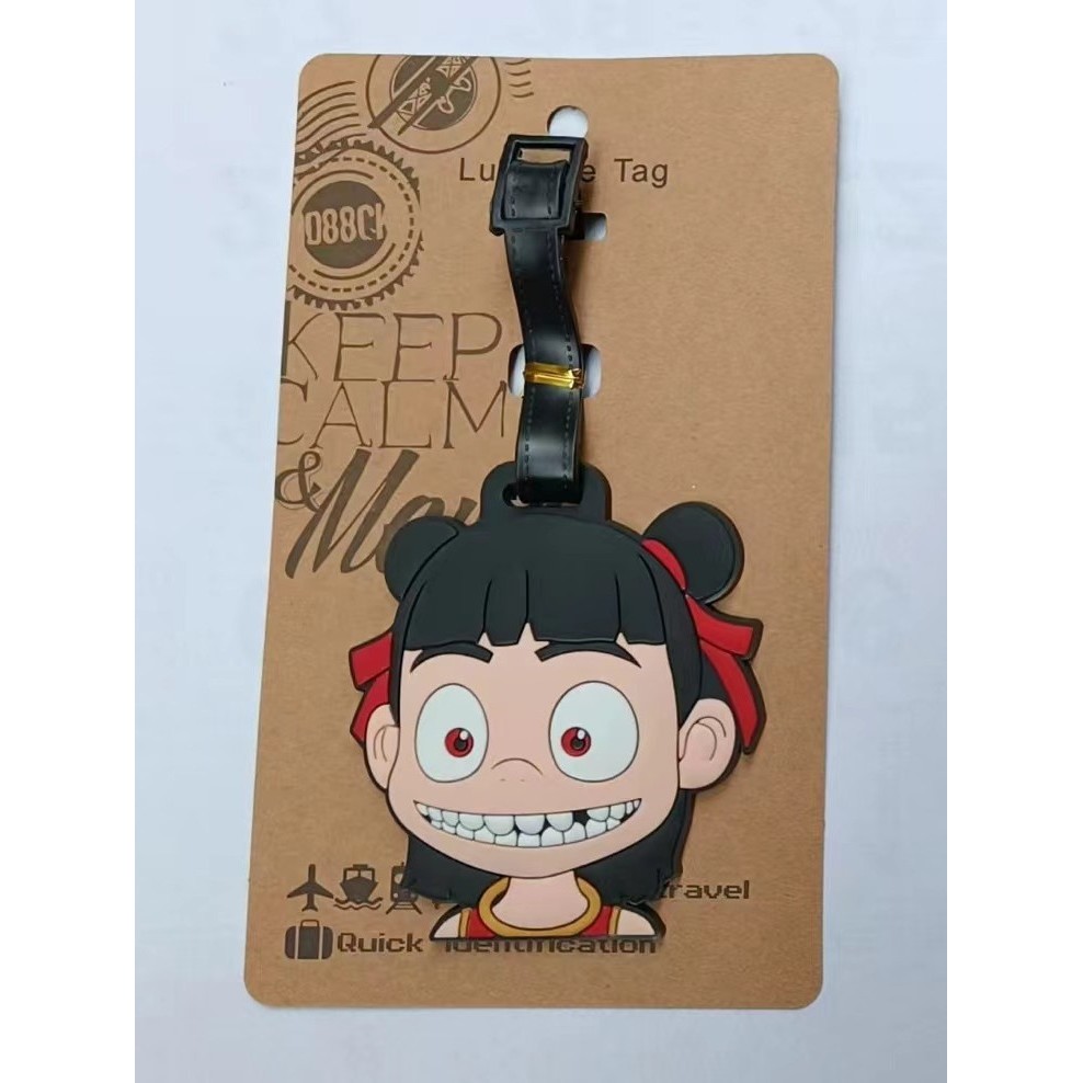 Etiqueta de bagagem fofa indispensável para viagem Nezha Magic Kid Bagagem Tag APDA
