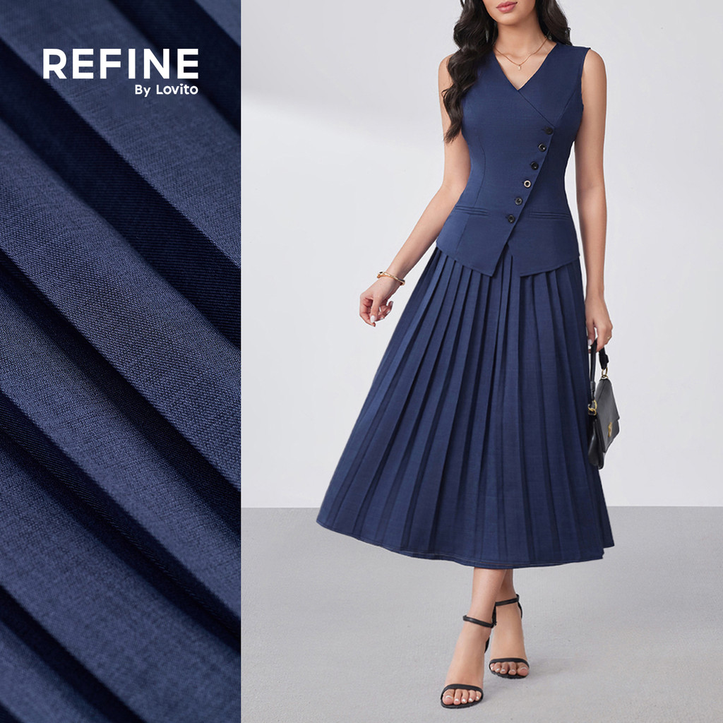 (Refine by Lovito) Elegantes tops o pantalones azul marino de primavera/verano para mujer LR32L038 em Oferta na Shopee