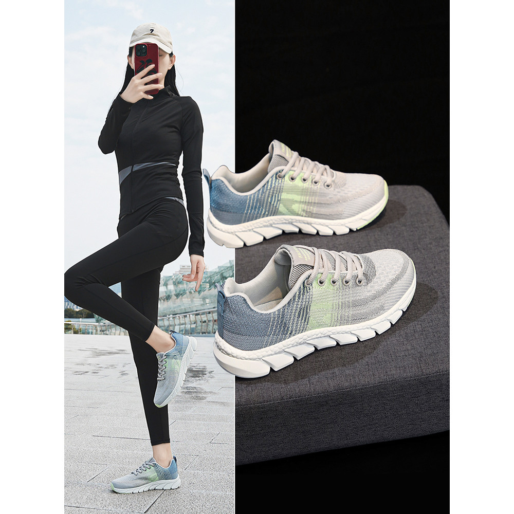 Tênis feminino leve absorção de choque tênis de corrida outono respirável malha sapatos femininos sola macia Anti-