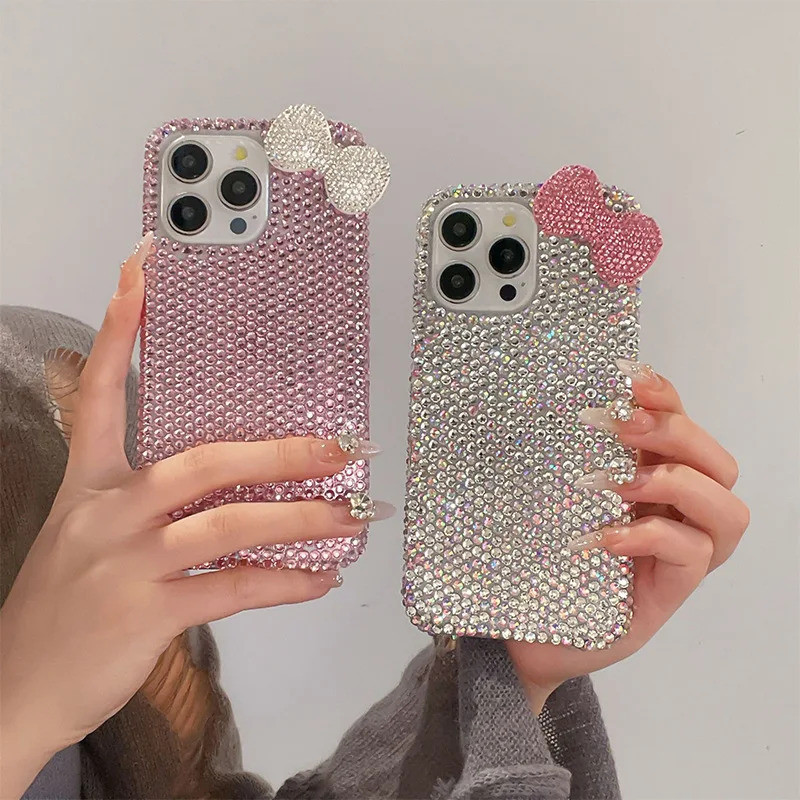 Luxo Diamante Bling Caso De Telefone Para iPhone 17e 16E 17 Pro Max 15 16E 16Pro O Espumante Glitter Arco Embalagem