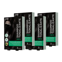 Kit com 4 Shampoos Tonalizantes Color Change Preto - Kiss New York