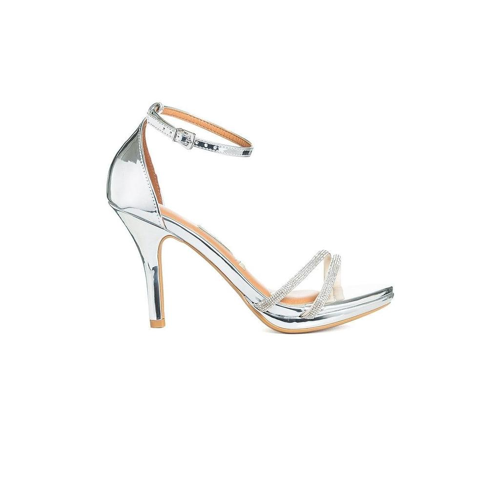 Sandália Feminina Vizzano Festa Salto Médio Prata