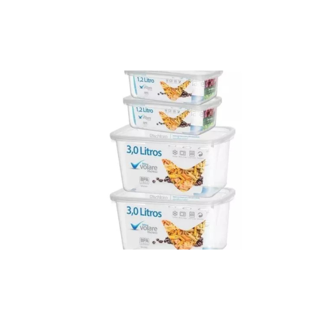 4 Potes Volare Transparente Rischioto 1,2 L E 3,0 L