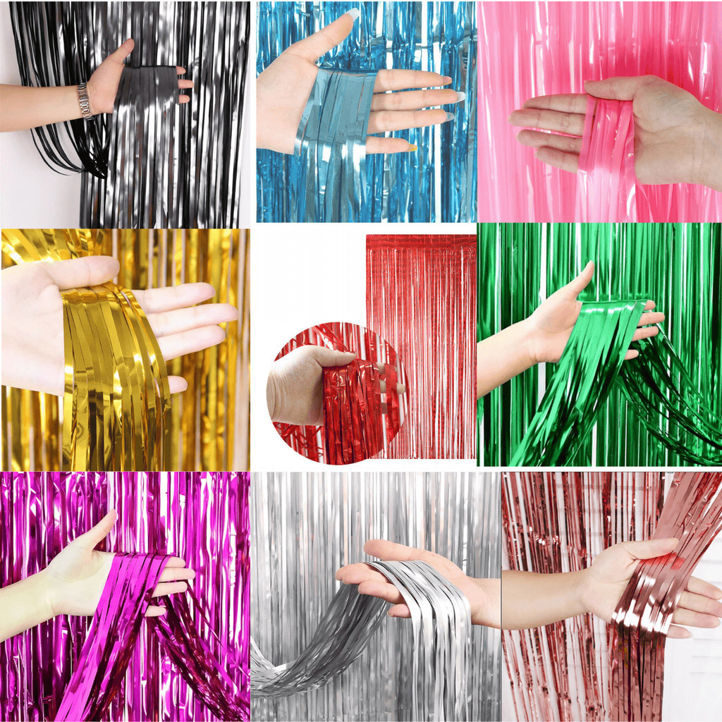 Cortina Metalizada Brilhante 2x1m com Fitilhos – Transforme sua Festa com um Painel Incrível Decoraçao Aniversario