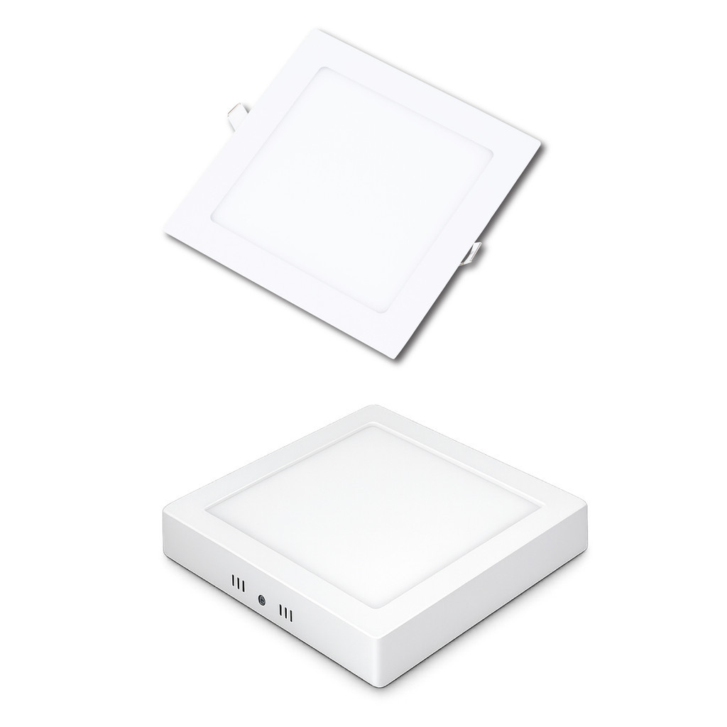 kit 3 un Painel led 18w Plafon Quadrado luminaria Embutir/Sobrepor
