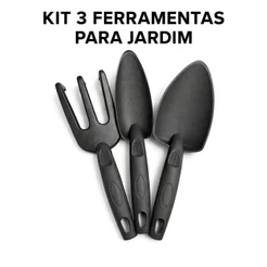 Kit Jardinagem 3 Peças 26,5cm Ferramentas de Jardim em Plástico Resistente | Pá, Rastelo e Transplantador