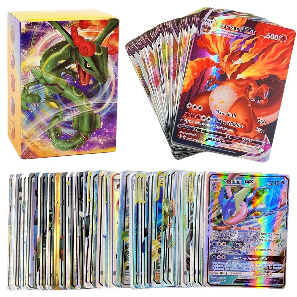 20/50/100 raras cartas de Fire Elf Pikachu, cartas de troca Fire Elf Vmax em inglês