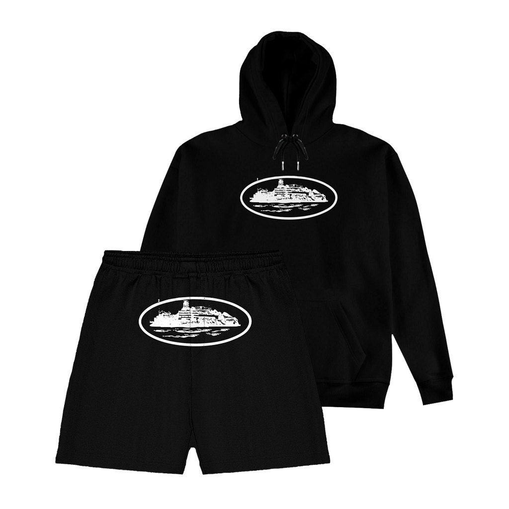 Kit Conjunto Moletom Canguru Streetwear e Bermuda Moletom Estampado Alcatraz Flash