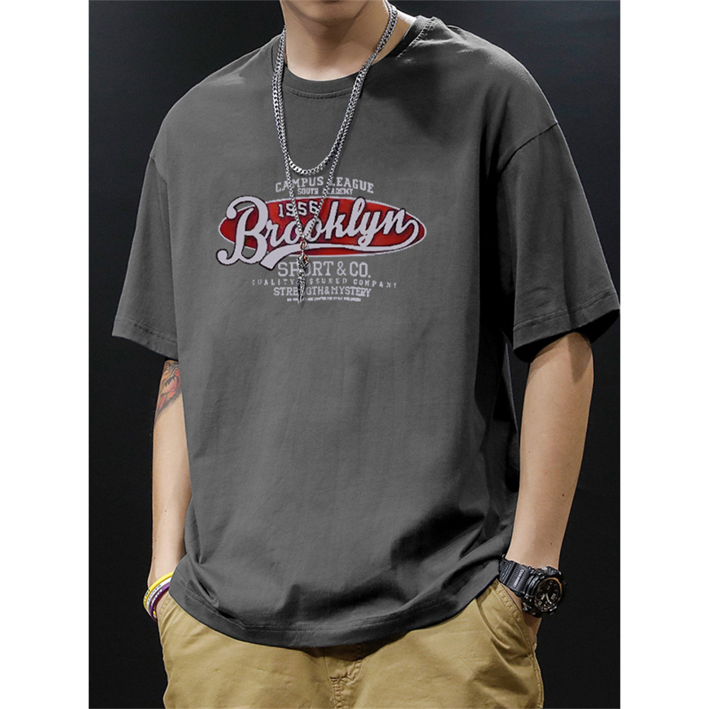 Masculino manga curta 2025 novo estilo puro algodão moda cor sólida camiseta masculina meia manga solta roupas masculina