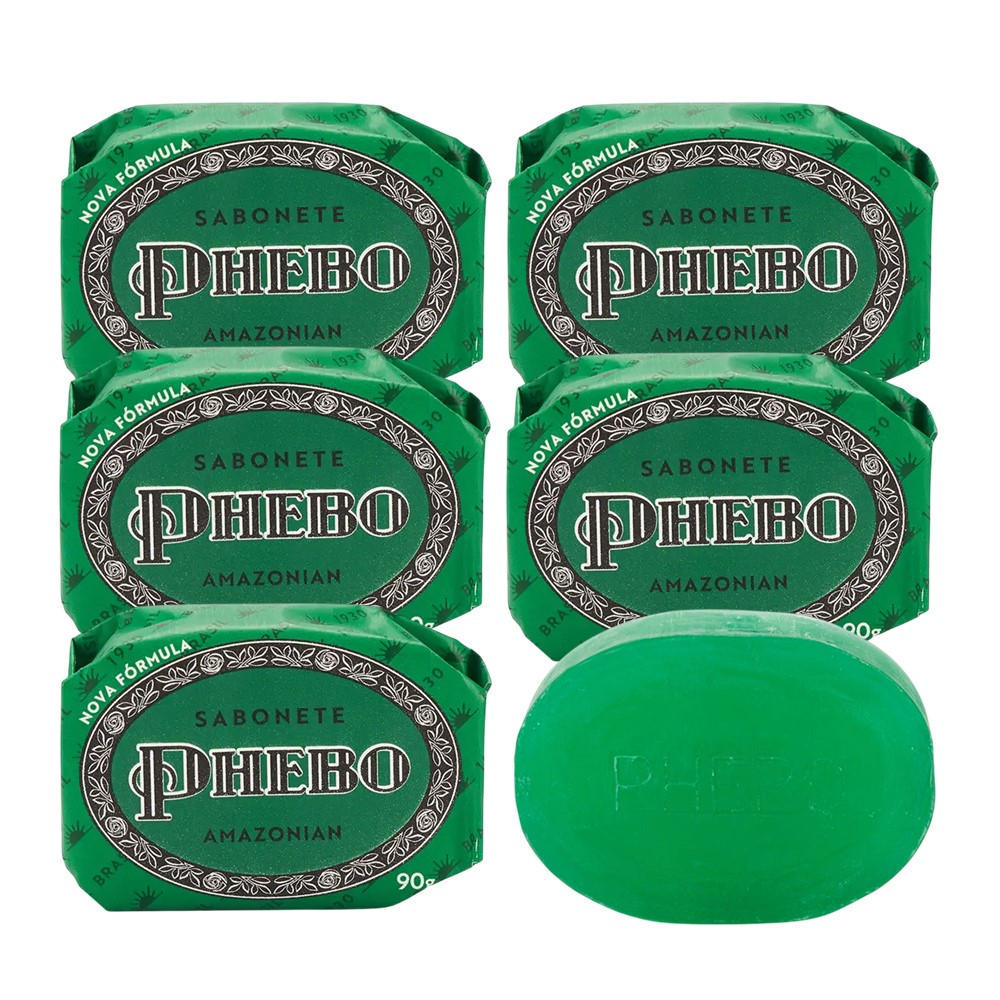 Kit 5 Sabonete Phebo Amazonian 90g Glicerina Vegetal Hipoalergênico