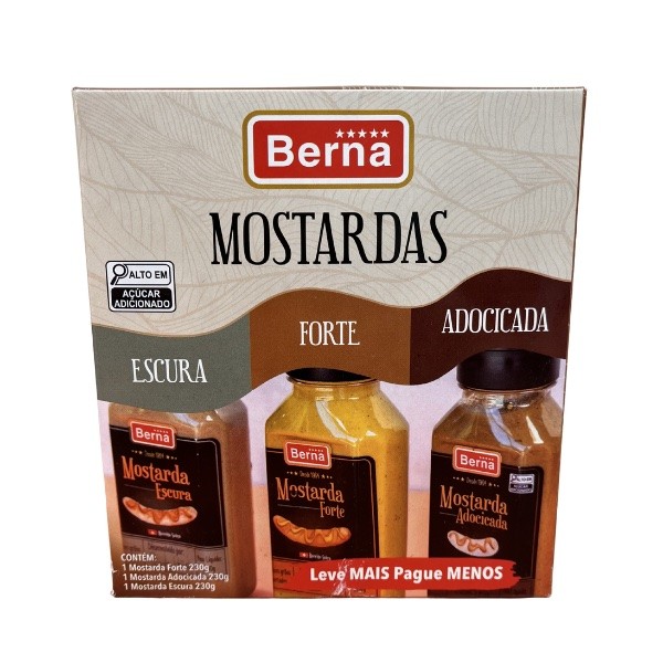 Kit Mostardas Berna: Escura, Forte e Adocicada - 230 g