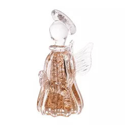Figura Decorativa Anjo Wolff Italy de Vidro Dourado 7cm x 7cm x 15cm